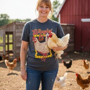 🐔 WINGIN' IT Chicken Graphic Tee Charcoal Grey 🐔